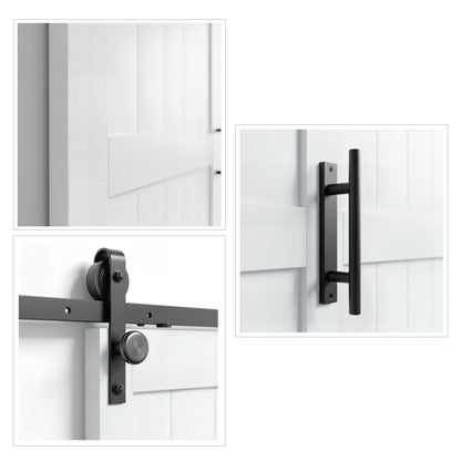 Romeday "30 x 80" Sliding Barn Door with 4FT Hardware Kit Included & Handle,Solid Wood Covered with Waterproof PVC Surface,DIY Assembly,Easy Install White