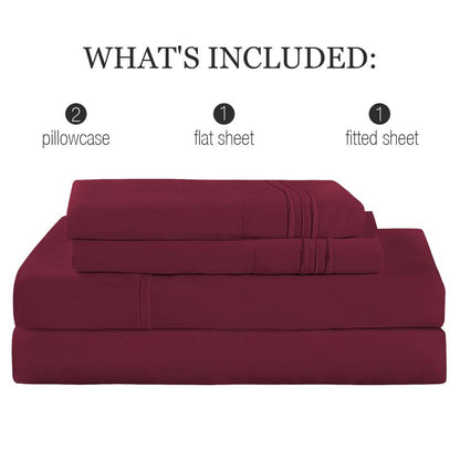 Yibeizi Queen Sheet Set Cooling Sheets Deep Pocket Queen Size Bed Sheets Set, Red Soft Microfiber Oeko-Tex Sheets & Pillowcases Hypoallergenic Wrinkle Free Bedsheets