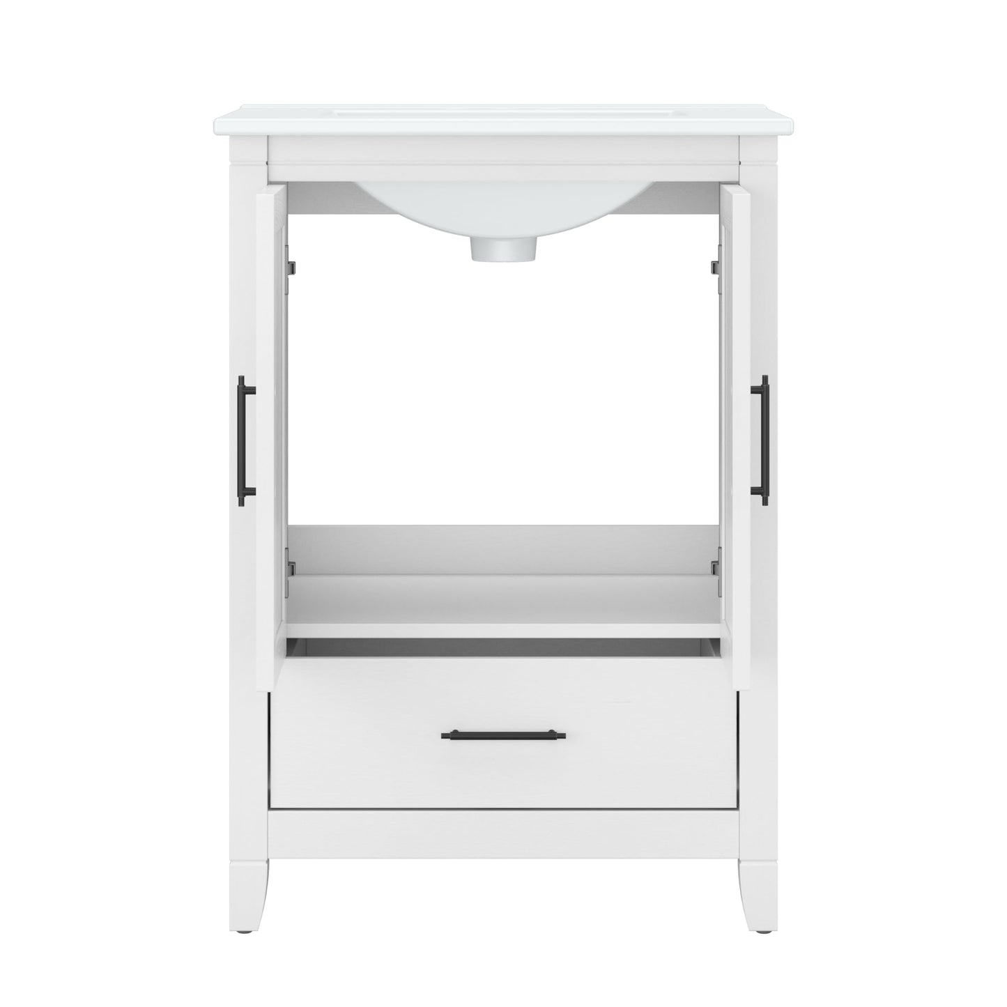 Bush Home Key West 48W Double Vanity Set with Sinks and Medicine Cabinets in White Ash