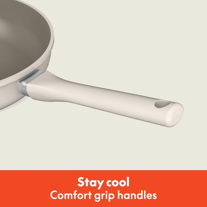 bella 7 Piece Cookware Set with EverGood™ Ceramic Nonstick Coating, Dishwasher Safe Oven Safe, All Stovetops Compatible, Glass Lids with Silicone Rims, Cool Touch Handles, Oatmilk