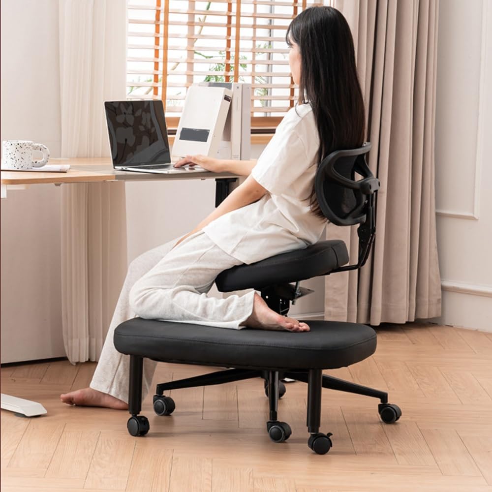 Ergonomic Office Chair with Back Support, Adjustable Height Meditation and Yoga Seat, Cross Legged Desk Chair for Home and Bedroom