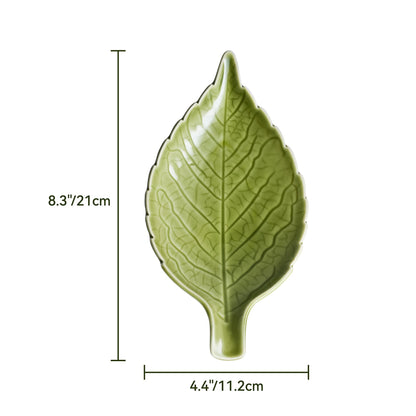 Ceramic Leaf Spoon Rest - Cute Green Cooking Spoon Holder for Stove Top & Kitchen Counter, Heat Resistant Spatula & Utensil Rest, Unique Kitchen Decor Gift, 1 Pack