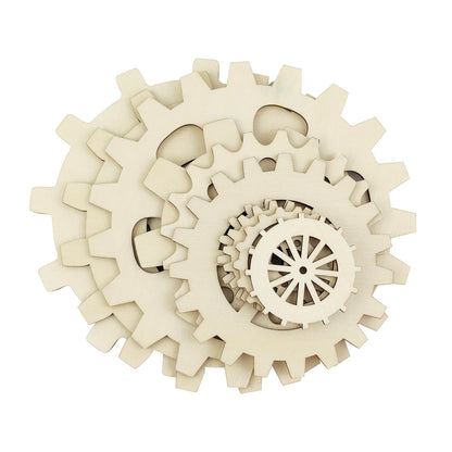 10 Pcs Wooden Gear Set up to 5.9" Wood Gear Cutouts Unfinished Wood Gear Crafts Decorations Steampunk Design DIY Paint The Gears Craft Supplies