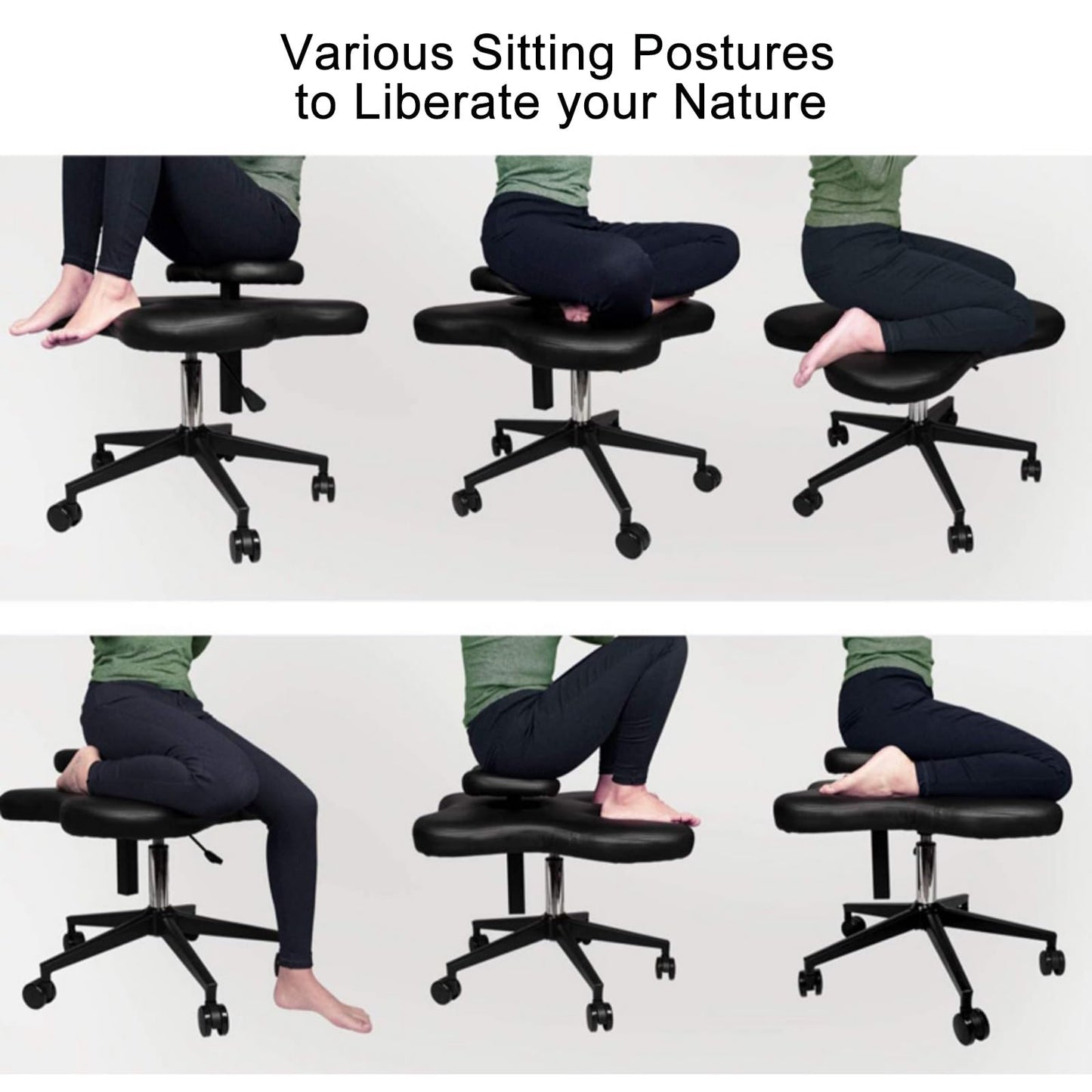 GenSDH Kneeling Chair, Cross Legged Chair with Height Adjustable, Meditation Chair for Office or Home, Ergonomic Posture Corrective Seat, for Relaxation TRAI,Brown-One Size