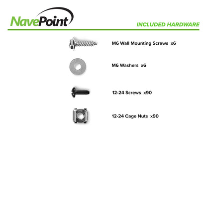 NavePoint 15U Open Frame Wall Mount Server Rack for 19" Networking IT Equipment & A/V Gear, 24.81" Depth, 330 lbs Weight Capacity, 12-24 Threaded