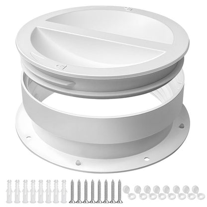 CCTP 1 Set Dual Size Wall Mount Connector for Portable Ac Vent Ac Exhaust Hose,Fit 6 and 6.5 Inches Hose,with Cover Plug(White)