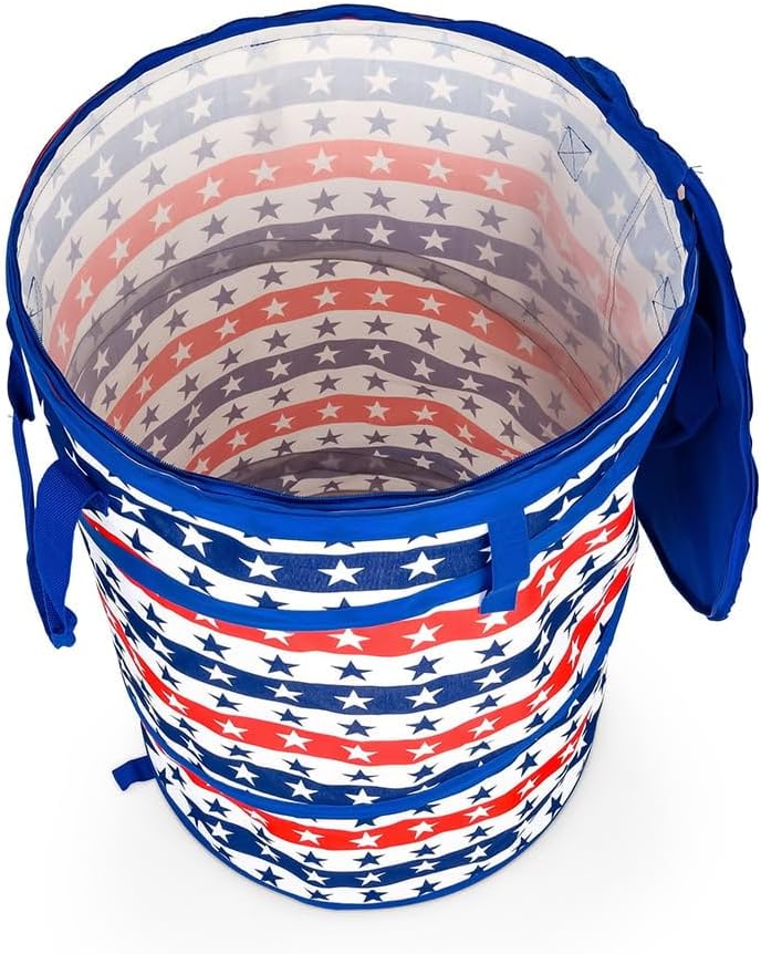30-Gal. (51993) Camco Life is Better at The Campsite RV Pop-Up Utility Container - Features Red, White, and Blue