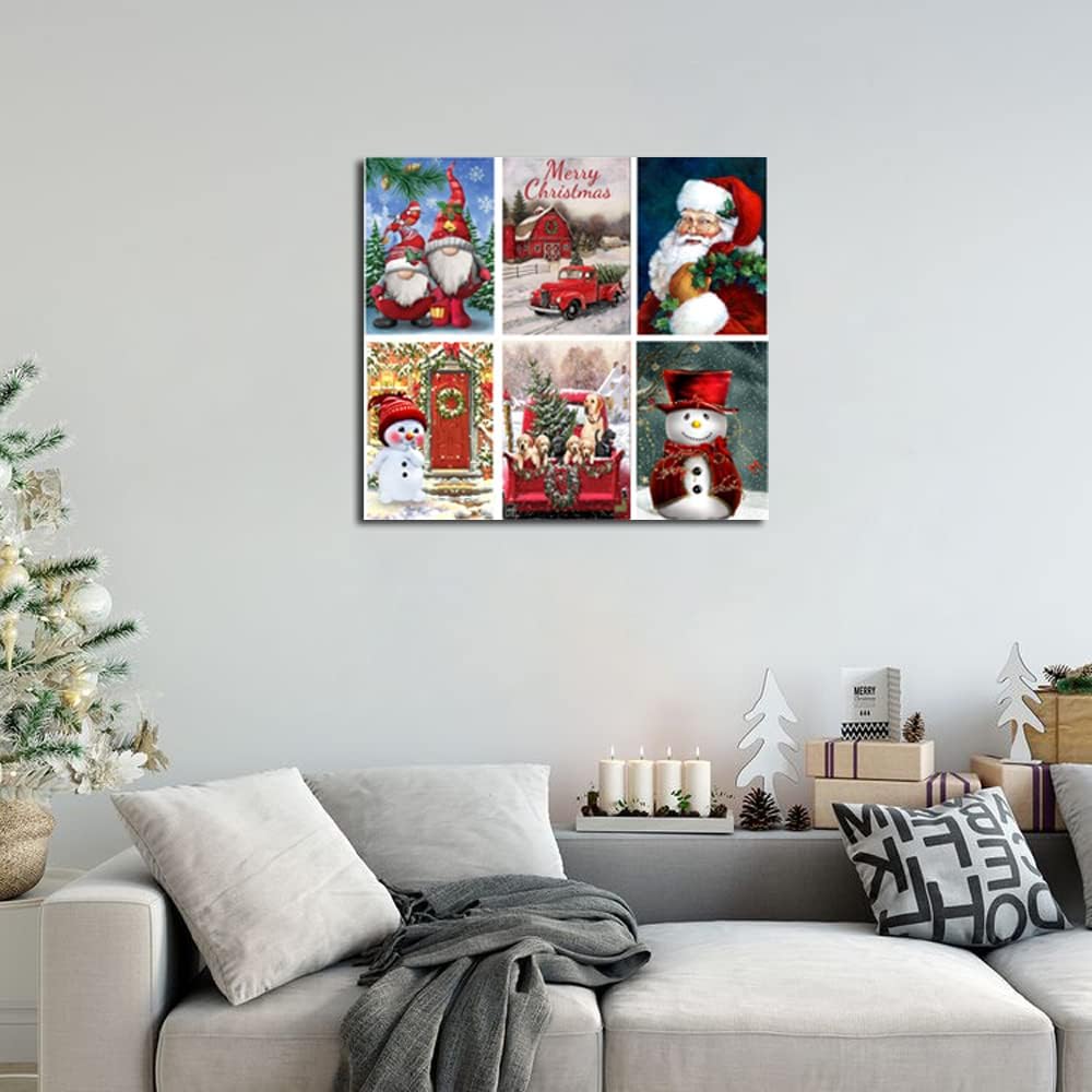 PJOESL 6 Pack Christmas Diamond Painting Kits for Adults - Diamond Art DIY 5D Full Round Drill Crystal Rhinestone Arts and Crafts - Gem Art Paint with Diamond Dots Home Wall Decor 11.8x15.7 in