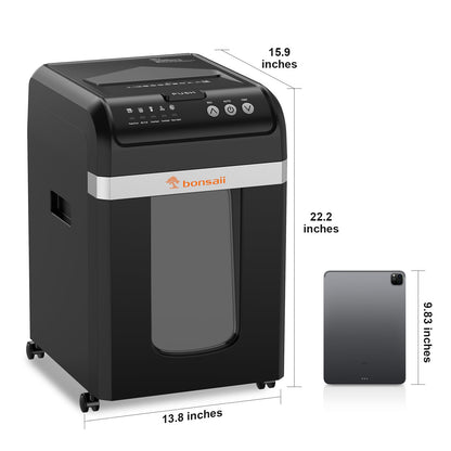 Bonsaii Paper Shredder Heavy Duty, 200-Sheet Auto Feed Micro-Cut 60 Minutes Nonstop P-4 High Security Shredders, 8.1 Gallon Large Bin Document Shredder for Office, Commercial Grade Shredder (C283-A)