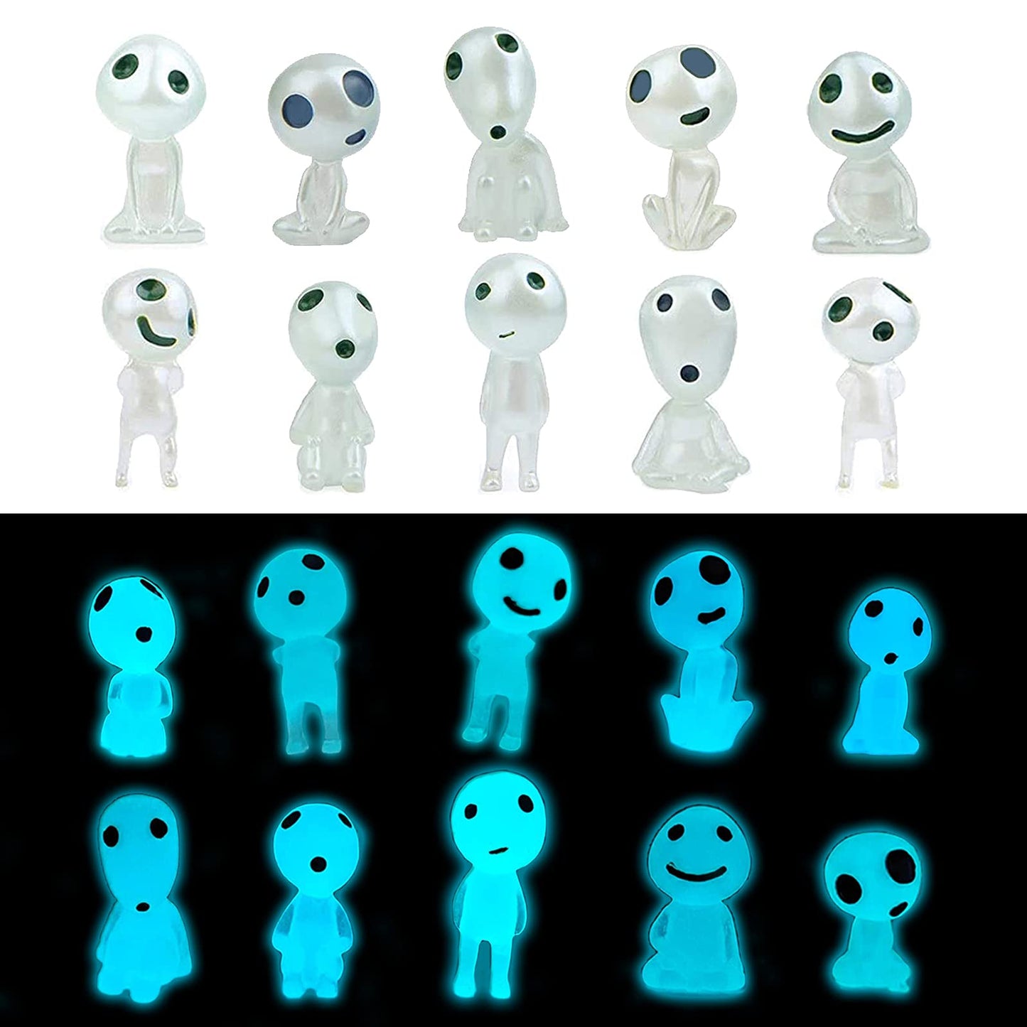 POPKER 20Pcs Glow in Dark Statues Fairy Garden Accessories Outdoor Luminous Ghost Gnome Elves Miniature Decorations for Decor Plant Tree Patio Lawn Terrace Balcony Yard Micro Landscape Kit