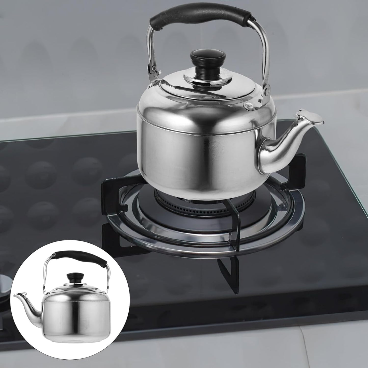 Alipis Stovetop Tea Kettle, 1.5L Stainless Steel Whistling Water Kettle with Cool Handle for Home, Kitchen, Cafe