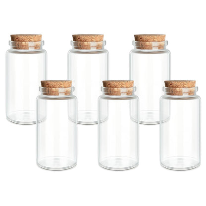 6-Pack 3.38 oz (100 ml) Glass Bottles with Cork Stoppers – for Spell Bottles, Spice Jars, DIY Party Favors, Travel Memories & Plant Propagation – Empty Recyclable Containers for Crafts, Kitchen,Décor