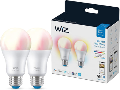 WiZ 60W A19 Tunable White LED Smart Bulb - Pack of 6 - E26- Indoor - Connects to Your Existing Wi-Fi - Control with Voice or App + Activate with Motion - Matter Compatible