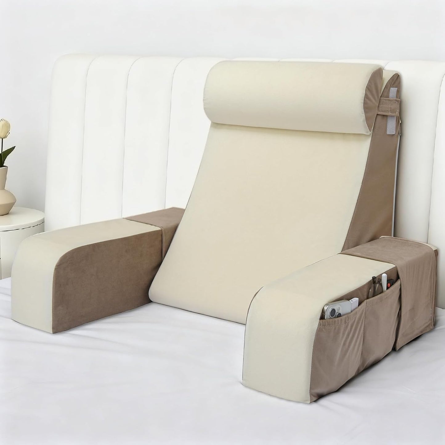 21" 60 Vekkia Reading Pillow for Sitting Up in Bed, Ergonomic Wedge Back Pillow with Multi-Density Foam for Comfortable