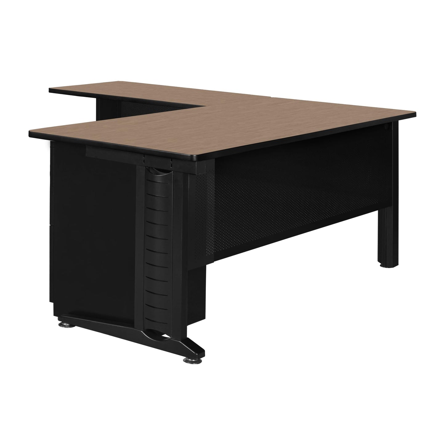 Regency Fusion 66 x 78 in. L Shaped Desk with Double Pedestal Drawer Unit- Noble Oak