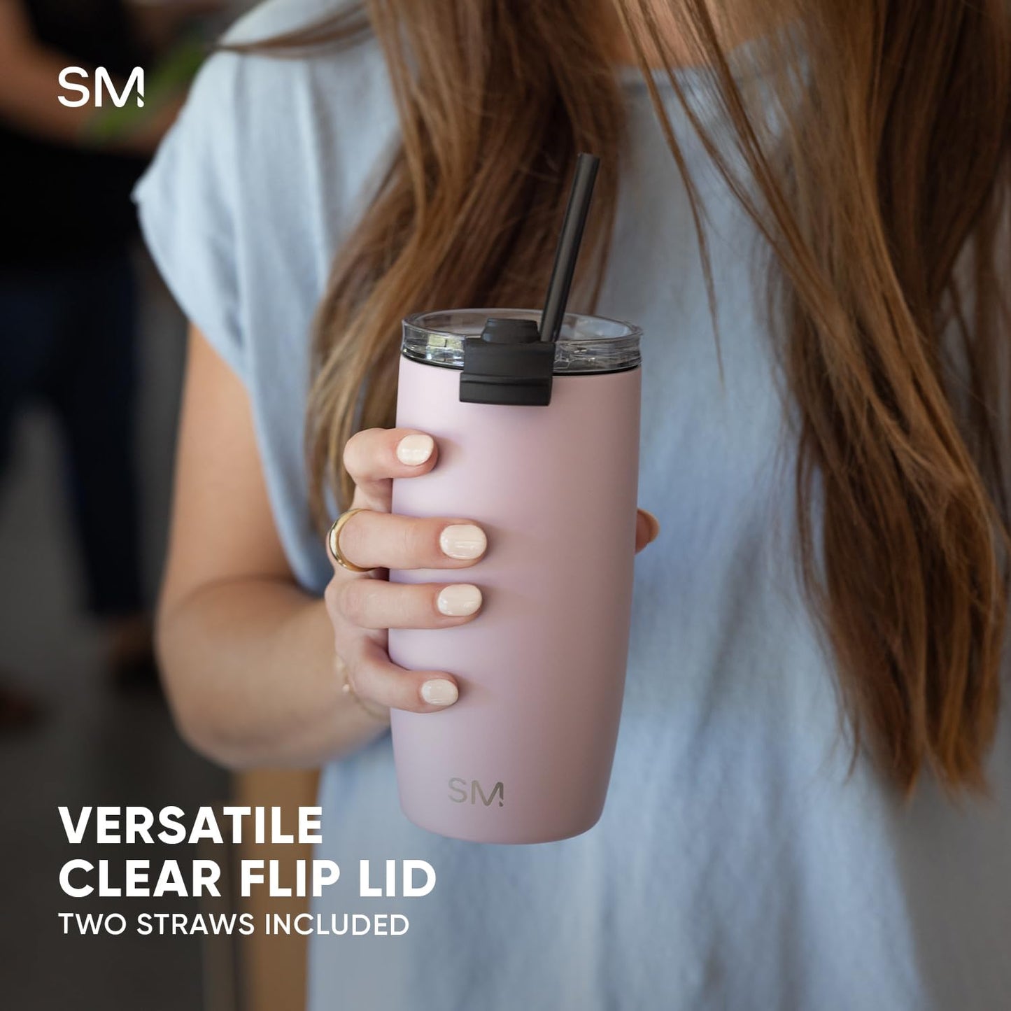 Simple Modern Voyager Tumbler with Flip Lid | Travel Coffee Mug | Insulated Stainless Steel Cold Brew Iced or Hot Coffee Cup | Gifts for Women Men Her Him | 12oz, Almond Birch