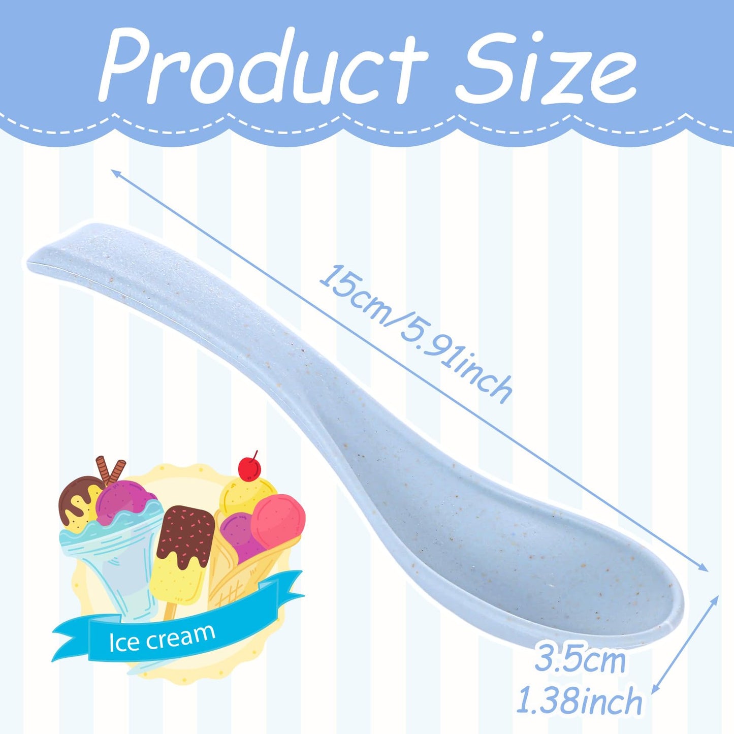 4 Pcs Asian Soup Spoons, 5.9 Inch Wheat Straw Spoons, Easy to Clean Microwave Dishwasher Safe Meal Spoon