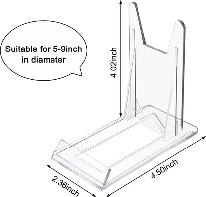 WANDIC Acrylic Plate Stands, 10 Pcs Mini Clear Plastic Display Holders Adjustable Easels for Flat Plates, Photos, Place