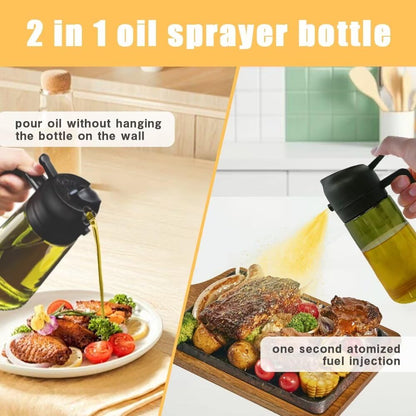 HWHIEUAIK Kitchen Maiden 2 in 1 Oil Dispenser, New Kitchenmaiden 2 In 1 Oil Sprayer for Cooking，Olive Oil Dispenser Bottle Spray And Pour for Air Fryer, Salad, Frying, BBQ