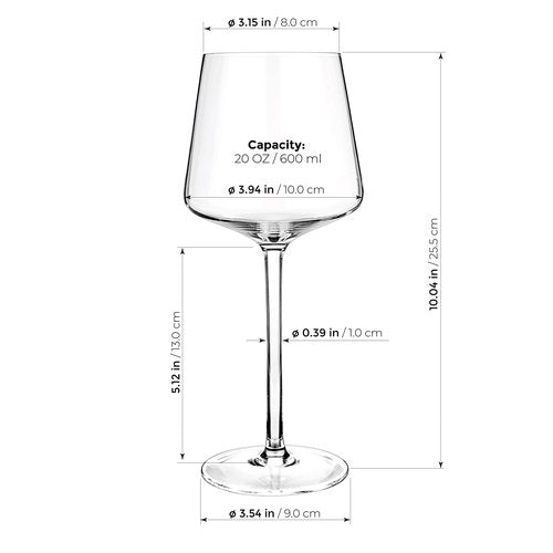 Luxbe - Crystal Wine Glasses Set 6, Red White Wine Large Glasses - 100% Lead-Free Glass - Pinot Noir - Burgundy - Bordeaux - 20.5-ounce