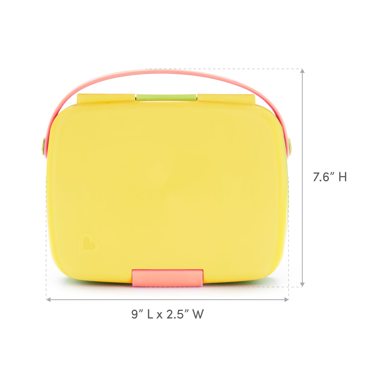 Munchkin Lunch Bento Box for Kids and Toddlers, Includes Stainless Steel Utensils, BPA-Free, 18 Months and Up, Pink/Green/Yellow
