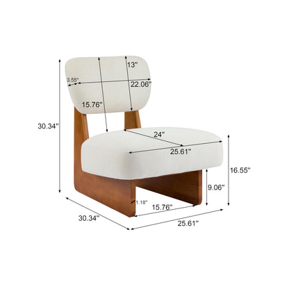 Christopher Knight Home Mores Low Profile Accent Chair Set of 2, Modern Living Room Armless Lounge Chair, Fabric Comfy Reading Chair for Bedroom, Wooden Frame and Thick Padded Seat, Beige + Natural