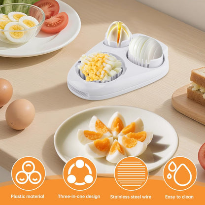 3 in 1 Boiled Egg Slicer, 3 Slice Modes Chopper Cutter with Brush, Manual Egg Slicer Steel Wire Dicer for Hard Boiled Eggs, Kitchen Gadget for Soft Fruit Butter, Labor Saving