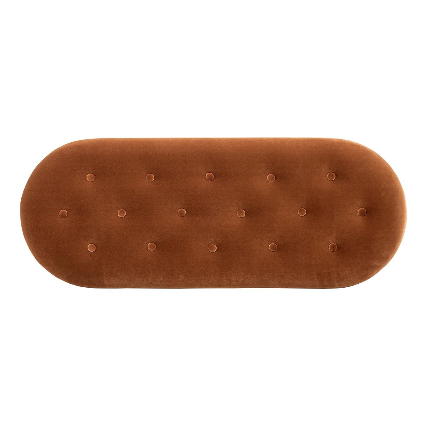 Jennifer Taylor Home 48.5" Oval Tufted Bullion Fringe Storage Bench, Burnt Orange Performance Velvet
