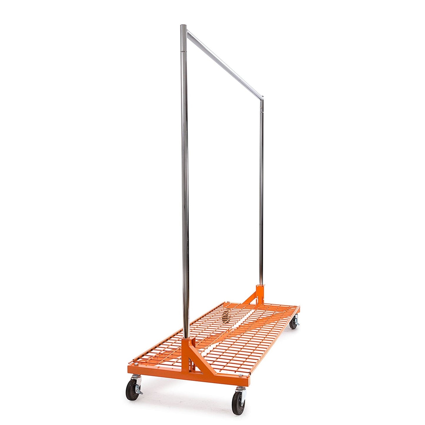 Econoco Commercial Garment Rack - Rolling Clothes Rack, Heavy Duty (Z Rack with Base Shelf, Orange)