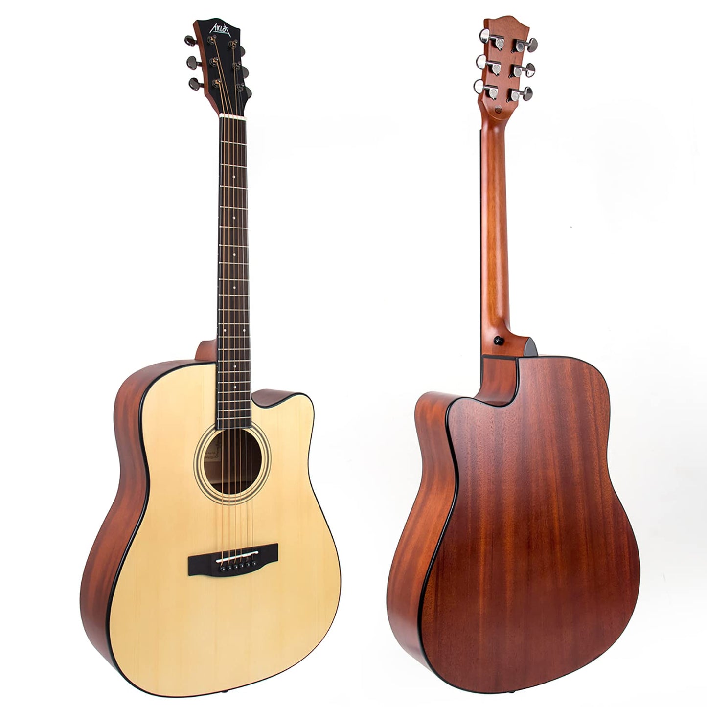 AKLOT Acoustic Guitar for Beginners Full Size 4/4 Folk Guitars Cutaway Acoustique Guitare Starter Kit (Spruce Wood W/Bag)