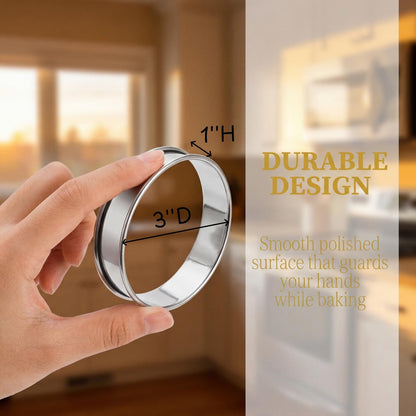 Lyellfe 20 Pieces English Muffin Rings, Stainless Steel Crumpet Rings, 3 Inch Double Rolled Nonstick Muffin Tart Ring Mold for Home Baking, Food Making