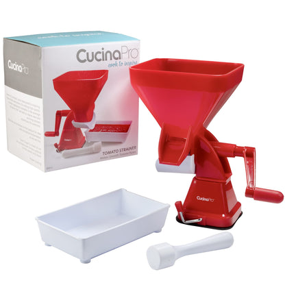 Tomato Strainer- Easily Juices w No Peeling Deseeding or Coring Necessary- Suction Cup Base Food Mill Press- Make Homemade Pasta Sauces, Fresh Salsa Potato Puree- Easy to Use, Cooking Supplies Gift