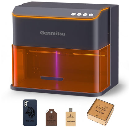 Genmitsu Kintix Laser Engraver 5W 5000mW, 90000mm/min Ultra Fast Galvo Laser with Electric Lifting Focus, 200x100mm Large Area for Jewelry, Metal, Wood, Compatible with LightBurn & APP, Class 1 Safety