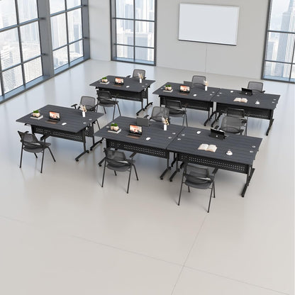 rzoizwko 2 Pack Folding Conference Table with Wheels,Heavy-Duty Flip-Top Foldable Conference Training Table System,Rolling Conference Room Tables for Office, Classroom Meeting Rooms