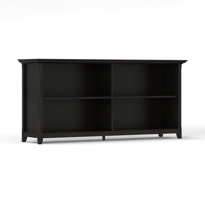 SIMPLIHOME Amherst Bookcase 30 in Tall 4-Shelf Solid Wood Low Bookshelf in Hickory Brown, Transitional Storage Console for Living Room, Entryway or Home Office with Adjustable Shelves & Tapered Legs