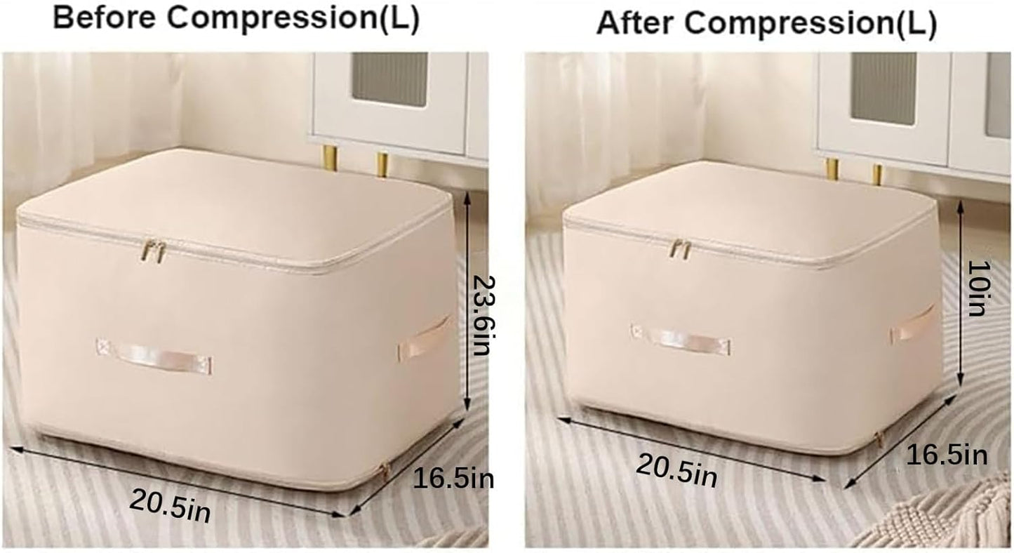 Ultra Space-Saving Self-Compression Organizer, Large Storage Tote for Clothes Compression and Moving Bedding