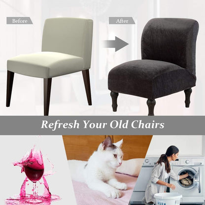 Beacon Pet Armless Chair Slipcover Stretch, Velvet Spandex Accent Chair Cover, Removable Washable Furniture Protector