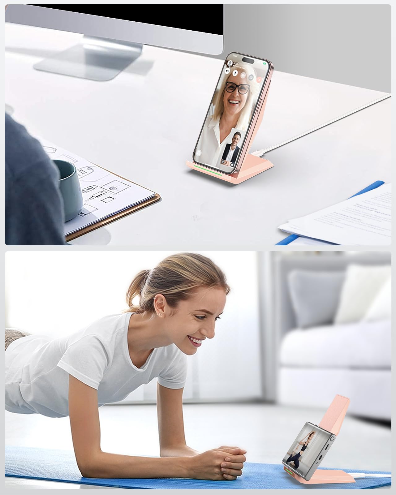 Fast Wireless Charger, [2 Pack] NANAMI Qi Certified Wireless Charging Stand Compatible iPhone 17/17 Air/17 Pro/17 Pro Max/16/15/14/13/12, Phone Charger for Galaxy S25/S24/S23/S22 and Qi-Enabled Phone