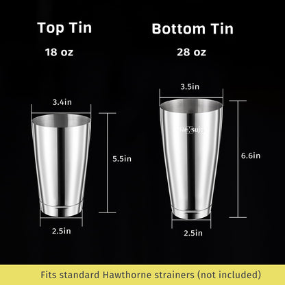 Nexsujo Boston Shaker Set, Professional Cocktail Shaker Set (18oz/28oz) Weighted Stainless Steel Bar Shakers for Bartending, Leakproof Bar Tools for Professional Bartender & Home Bar Mixology