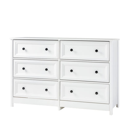 Walker Edison Tahnee 6-Drawer Solid Wood Dresser, 47 Inch, White