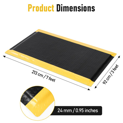 tonchean 3 x 7 FT Anti Fatigue Mats, Extra Thick 15/16" Ergonomic Standing Floor Mat Industrial Working Soft Sponge for Machinist Workshop Garage, Reducing Pressure