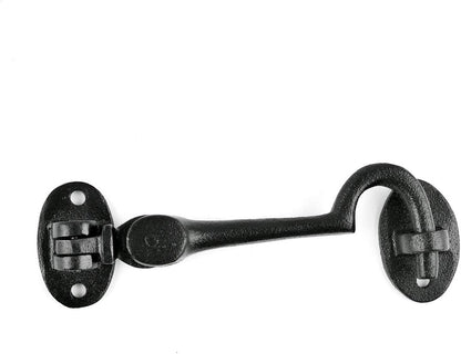 Renovators Supply Manufacturing Door Latch Lock, 4.5 in. Black Wrought Iron Swivel Hook and Eye Latch