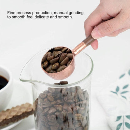 Measuring Scoop Spoon, Red Copper Coffee Measuring Spoon with Black Walnut Handle for Tea, Sugar, Salt, Flour