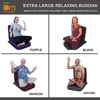 Friends of Meditation Extra Large Meditation Chair | Floor Chair with Back Support | Yoga Chairs for Adults | Portable Folding Chair | Yoga Chair with Cushion & Meditation Block | Black | 24x22 in