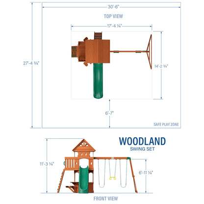 Backyard Discovery Woodland Cedar Wood Swing Set with Wave Slide, Clubhouse, Rock Wall, Snack Bar Station, Benches, Belt Swings, Trapeze, Half Door, Balcony, Step Ladder, Outdoor Playset