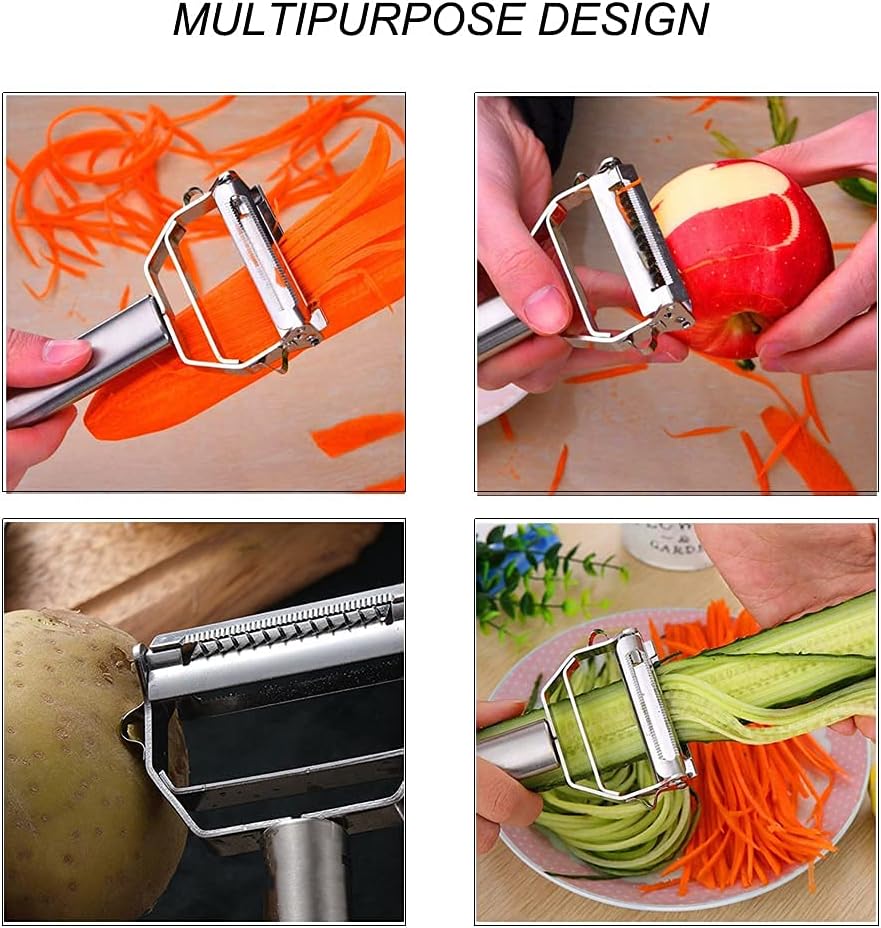Ultra Sharp Vegetable Peeler - Stainless Steel 2 in 1 Julienne Vegetable Peeler - Perfect for Carrot Potato Cucumber,