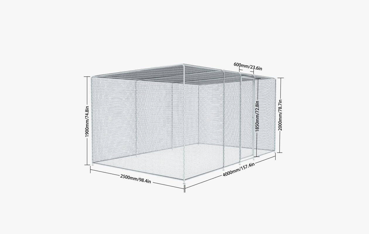 YOPTO Large Chicken Coop 13x8x6.5FT,Walk-in Duck Coop Run Pen with Roof Cover and Automatic Lock,Metal Pet House Cage for Outdoor,Yard,Silver