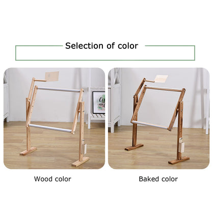 ELUKHT Cross-Stitch Frame Embroidery Frame, Vertical Solid Wood Adjustable Embroidery Frame, Cross-Stitch Frame, Widened Base, Right Tool Box, Convenient Storage (Baked Color)