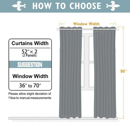ChrisDowa Room Darkening Curtains - 90-Inch Thermal Insulated Blackout Panels Set | Greyish White, 2 Panels