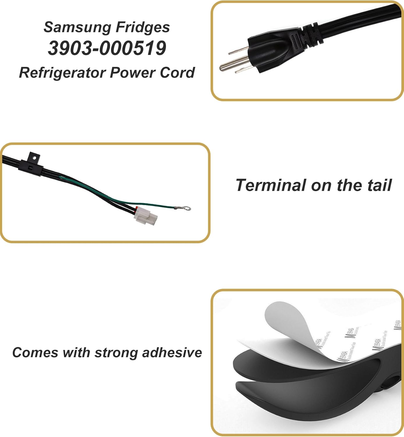 3903-001003 Refrigerator Power Cord for Samsung, Compatible with Kenmore Elite, RF28T5001SR, RH29H8000SR, RF28HMEDBSR